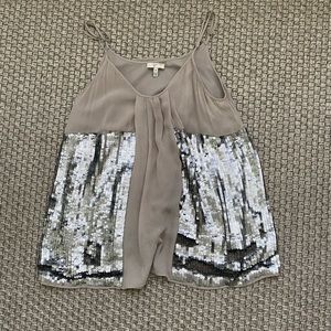 Grey/silver strapless sequin Joie top